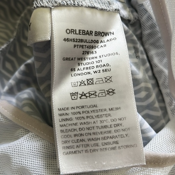 Orlebar Brown Bulldog Night Iris White Alado Geometric Mid-Length Swim Shorts. - Picture 10 of 12